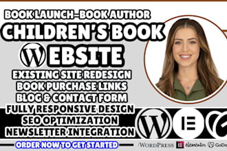design a children book author website, wordpress author website, ebook website