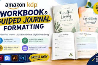 design and format workbook and guided journal for amazon KDP