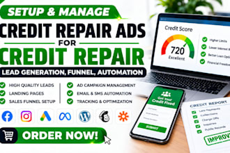 set up a credit repair ads for credit repair lead generation, funnel, automation
