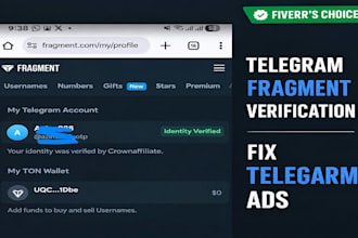 troubleshoot or set up telegram fragment verification and telegram ads issues