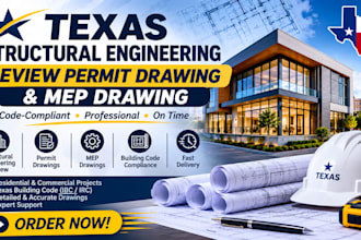 provide texas structural engineering review permit drawing mep drawing