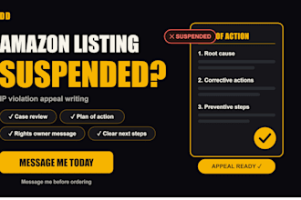 write amazon appeal listing  reinstate listing suspended  IP violations