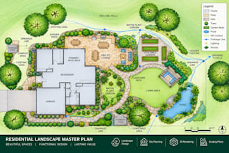 design a professional landscape plan backyard design and 3d garden rendering