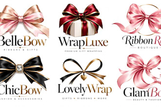 design a professional ribbon, gift wrapping, boutique, fashion, beauty bow logo