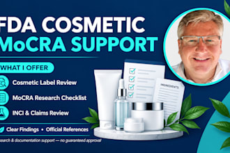 provide fda cosmetic compliance and mocra regulatory resarch