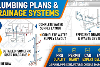plumbing plan, water supply, drainage, riser diagram, mep drafting