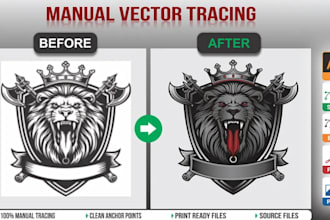 manual tracing ai logo, vector trace ai generated design, ready print in 1 hour