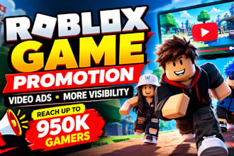 do roblox game promotion, roblox video ads, promote roblox game to 950k gamers