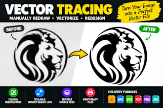 manually redraw, vectorize, redesign and convert your logo into vector file