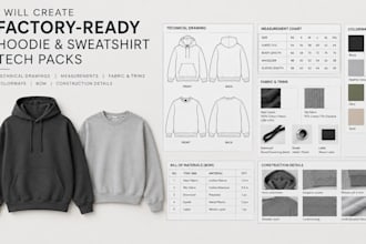 create factory ready hoodie and sweatshirt tech packs