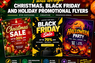 design christmas black friday and holiday promotional flyers