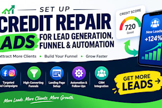 set up credit repairs ads for credit repair lead generation, funnel, automation