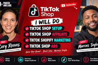 setup tiktok shop,  facebook shop, instagram shop, also pinterest shop