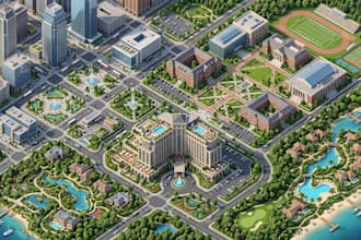 do isometric interactive map, city, campus, hotel map, location clickthrough map