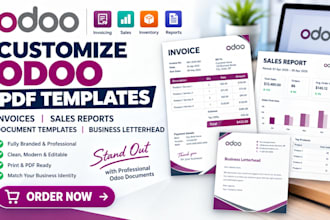 customize odoo PDF invoices sales reports document templates business letterhead