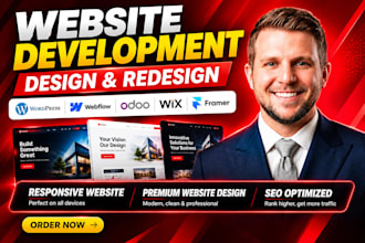 develop build wordpress website design webflow odoo website wix design 3d framer