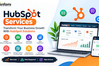 setup hubspot CRM sales, marketing hub, integration and automation