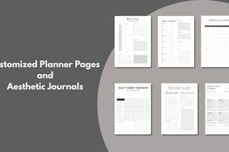 customized planner pages and aesthetic journals