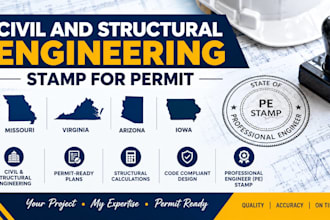 missouri virginia arizona iowa civil and structural engineering stamp for permit