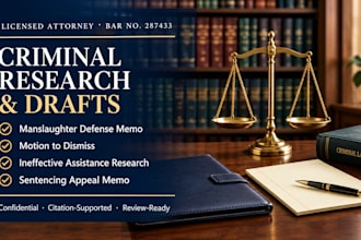 prepare criminal sentencing appeal memoranda and guideline research