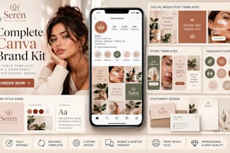 design reusable canva template, editable social media templates, canva brand kit