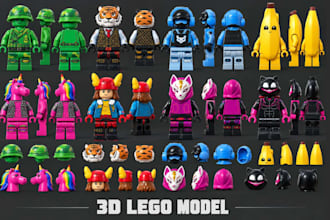 design custom 3d lego model lego minifigure lego accesories, pieces for printing