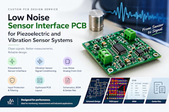 low noise sensor interface pcb for piezoelectric and vibration sensor systems