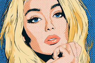 draw pop art portrait in roy lichtenstein style