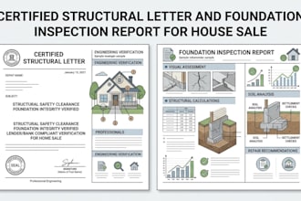 certified structural letter and foundation inspection report for house sale