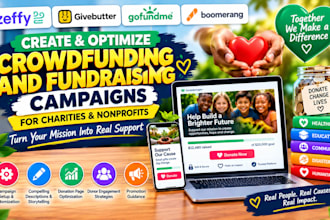 create and optimize crowdfunding, fundraising campaigns for charities, nonprofit