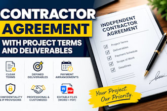 create a contractor agreement with project terms and deliverables