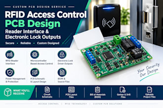 develop rfid access control pcb, reader interface and electronic lock outputs