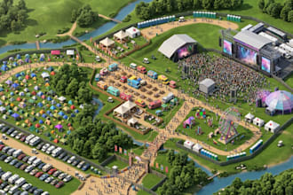 design custom 3d isometric event map and festival grounds layout