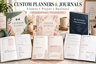 design custom fitness planner, prayer journal, or business organizer