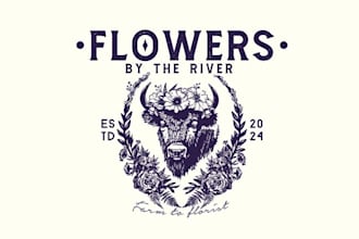design farm flower shop business logo for you