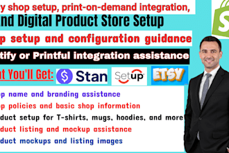 setup esty print on demand, digital product shop, esty shop setup