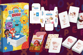 design children kids card game art educational playing card game illustration