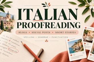 proofread and edit italian texts for spelling and punctuation