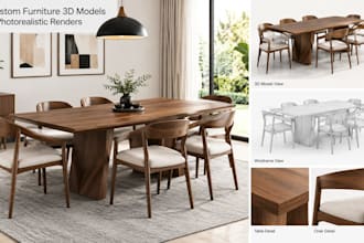 create custom furniture 3d models and photorealistic render