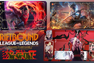 design custom tcg playmat artwork, mtg playmat, pokemon trainer, board game art