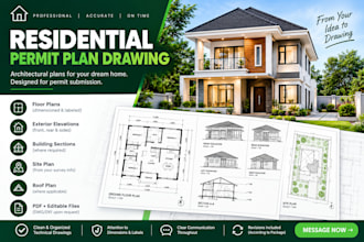 draw residential permit plan and architectural blueprints