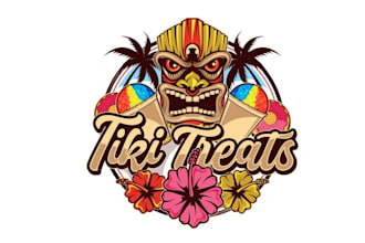 make fun tropical themed logo for a snack treats business