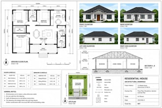 draft architectural plans, structural, hvac and mep city permit blueprint plans