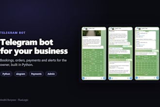 build a custom telegram bot for bookings, orders or payments