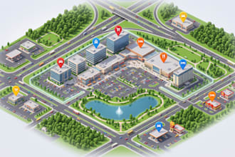 design business park maps, commercial property maps, and office campus site maps