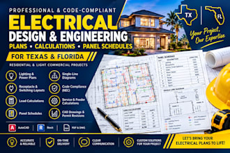 design electrical permit plans, load calculations and panel schedules for tx fl