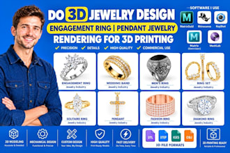 do 3d jewelry design engagement ring pendant jewelry rendering for 3d printing