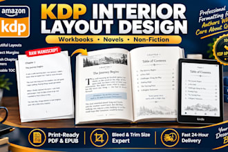 format amazon KDP book layout design for workbook, novel, and non fiction