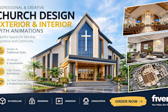 design church exterior interior architecture and 3d animation