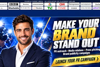 do PR outreach, media relations, press pitching, brand publicity campaign and PR